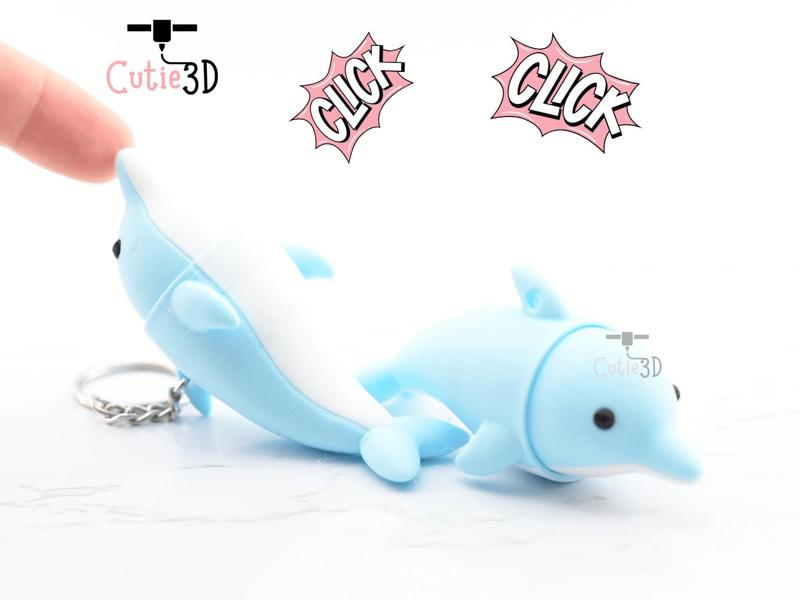 Cutie3D Dolphin Keycap Fidget Clicker Keychain - Cute Backpack Keychain