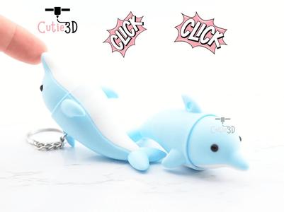 Cutie3D Dolphin Keycap Fidget Clicker Keychain - Cute Backpack Keychain