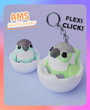 Flexi Clicker Green Cheeked Conure Parrot Keychain (Multicolor)