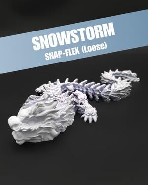 Snowstorm, Winter Dragon - Articulated Dragon Snap-Flex Fidget (Loose Joints)