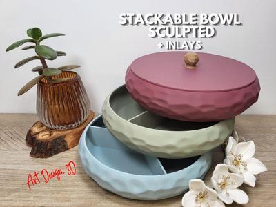 Stackable Bowl Tray - Sculpted with Inlays