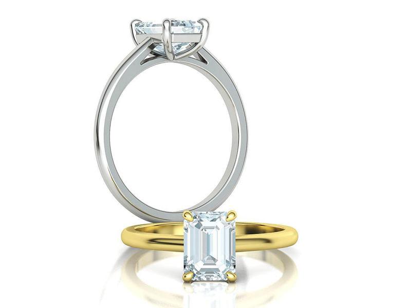 Classic Solitaire Ring 8x6 Emerald Cut Stone 3dmodel