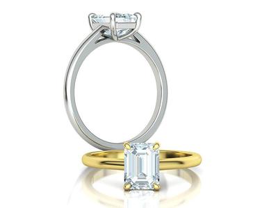 Classic Solitaire Ring 8x6 Emerald Cut Stone 3dmodel