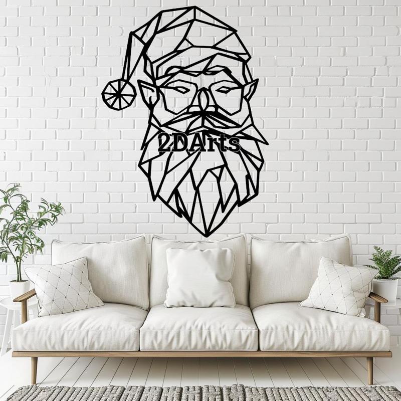 Low Poly Santa 2D Wall Art/Window Art - Digital STL & SVG Files for 3D Printing and Laser Cutting