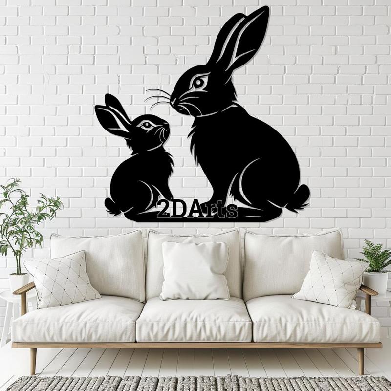 Rabbit Baby and Mother 2D Wall Art/Window Art