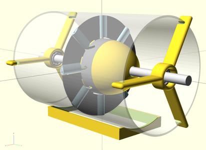 Adaptive Wells Turbine - parametric design in OpenSCAD 