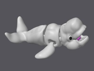 Beluga whale W keychain.3mf