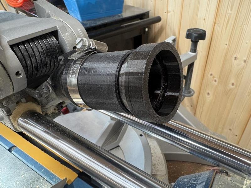 Custom Flexiport to Attach Hercules Miter Saw Dust Port to Rockler Click-Connect Hose