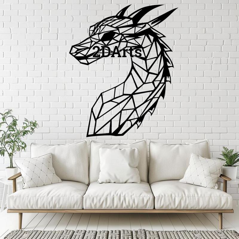Low Poly Dragon Head 2D Wall Art/Window Art - Digital STL & SVG File for 3D Printing or Laser Cuttin