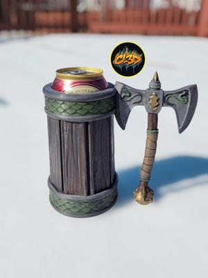 Double Bladed Axe Can Koozie - Snake Skin