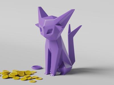 Low-poly Espeon - Piggy Bank