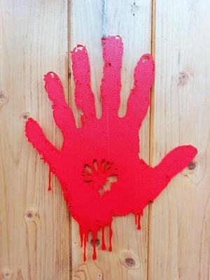 Halloween bloody handprint window decoration