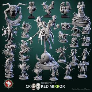 'Through the Crooked Mirror' December 2024 release 25 STL's miniatures pre-supported + DnD 5e stat block