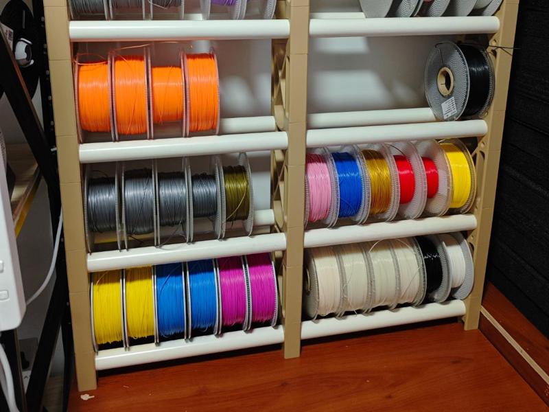 40-Spool Filament Rack - Side-Column Print Version (Spool Shelf)