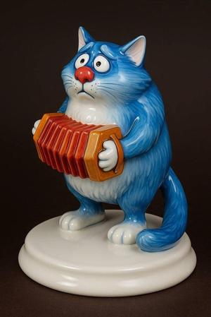 Cat with an accordion based on a drawing by Irina Zenyuk