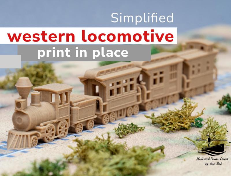Simplified western locomotive as print in place