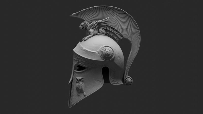 ancient greek corinthian helmet sculpture