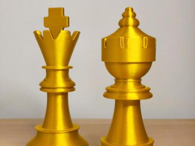 Chess king and queen sculptures