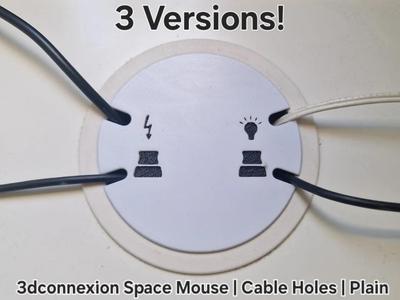 IKEA MICKE Desk Cable Hole Cover | 3Dconnexion Space Mouse | Plain Version
