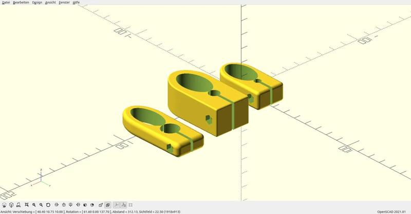 Vers. 2 flexible pipe cable holder / flexibler Bowdenzughalter / bike / Fahrrad / customizable OpenSCAD- Script
