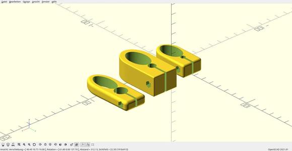Vers. 2 flexible pipe cable holder / flexibler Bowdenzughalter / bike / Fahrrad / customizable OpenSCAD- Script