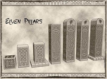 Elven Pillars (x10) for Dungeons & Dragons or Warhammer 40k tabletop Miniatures