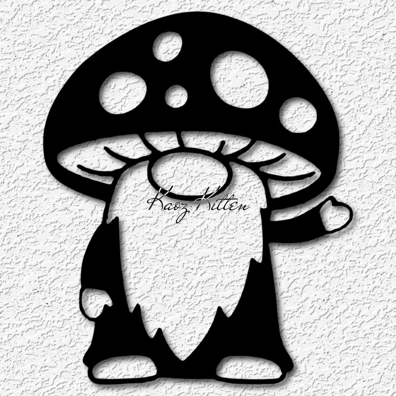 WAVING SHROOM GNOME wall art garden mushroom home decor