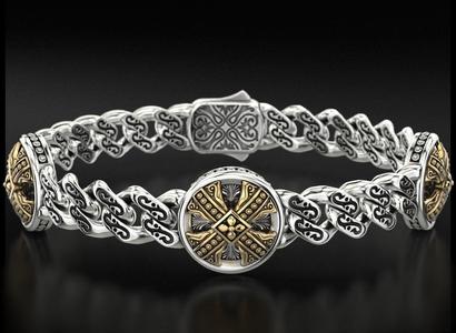 Bracelet with patterns and antique cross 724
