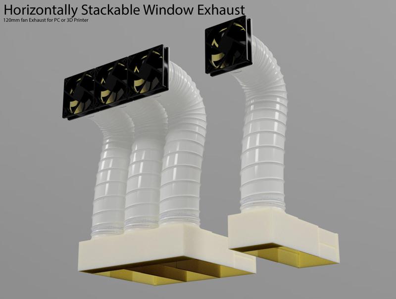 120mm Horizontally Stackable Window Exhaust for PC/Printer