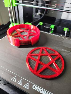 4-Inch Pentagram Coasters + Holder