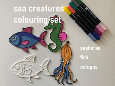 sea animals colouring set