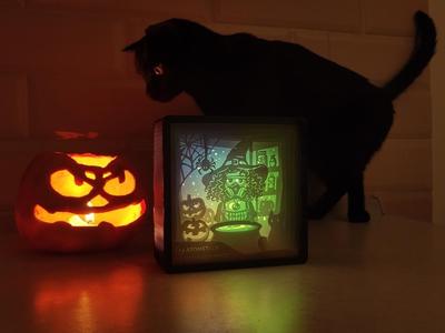 AtomStack Haloween Papercut Lightbox (printable version and parametric frame included)