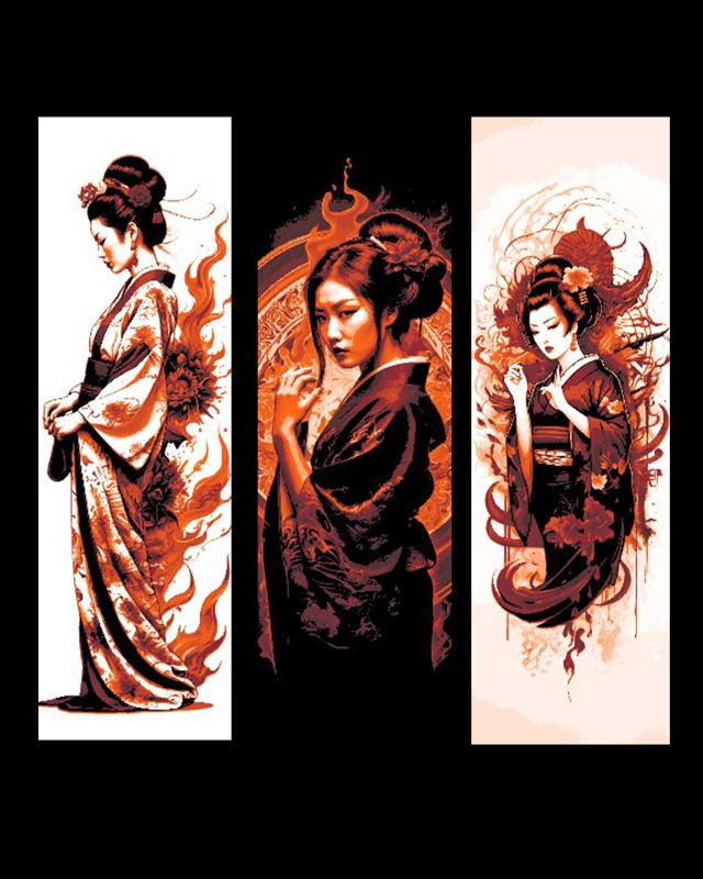 The beautiful and Mysterious Geisha - Set of 3 Bookmarks