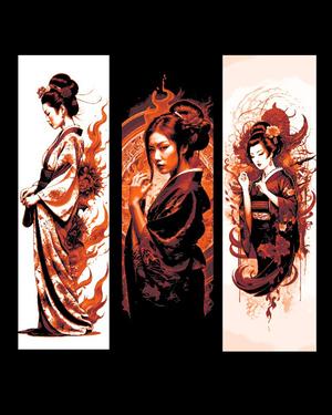 The beautiful and Mysterious Geisha - Set of 3 Bookmarks