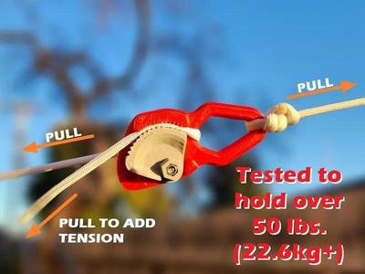 #0179 [UPDATED] Automatic Paracord Tensioner for Clotheslines [spring loaded, for 4mm cord]