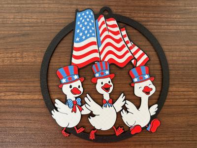 Patriotic Cute Ducks Door Hanger