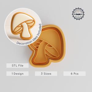 Mushroom Shape Cutter & Stamp Set, Cookie & Fondant Tool, 6-Piece Collection, S/M/L PRODUCT_997