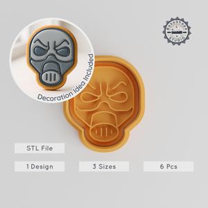 Gas Mask Man Shape Cutter & Stamp Set, Cookie & Fondant Decor, Halloween Horror Theme, 3 Sizes: S/M/L PRODUCT_965