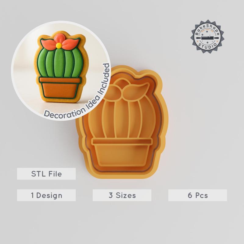 Cactus Flower Shape Cutter & Stamp, Cookie Fondant Tool Set, 3 Sizes, Cacti Floral Baking, Desert Bloom Decoration PRODUCT_348