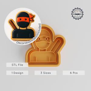 Ninja Shape Cutter & Stamp Set, Cookie & Fondant Tool, Stealth Warrior Design, S/M/L Sizes, 6-Piece Pack PRODUCT_1273