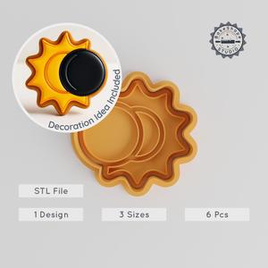 Eclipse Cookie Cutter & Stamp, Lunar Event Design, Fondant & Cookie Decor, 3 Sizes Bundle PRODUCT_25
