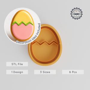 Easter Egg Shape Cutter & Stamp, Cookie & Fondant Tools, 6-Piece Set, S/M/L PRODUCT_13