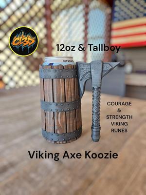 Viking Warrior Runes Axe Can Koozie - 12 ounce & Tallboy