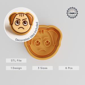 Annoyed Dog Cookie Cutter & Stamp Set, Animal-Themed, Perfect for Cookies & Fondant, 3 Sizes, 6 Pieces PRODUCT_907