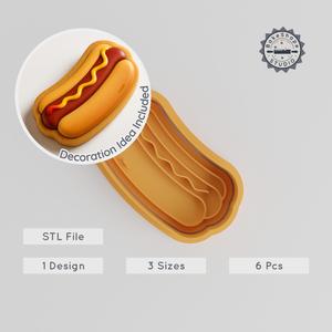 Hot Dog Shape Cutter & Stamp Set, 6 Pieces, Perfect for Cookies & Fondant, S/M/L Sizes, Sausage Snack, Picnic Favorite PRODUCT_2830