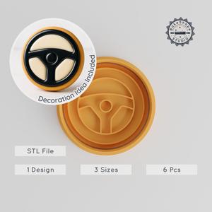 Steering Wheel Cookie Cutter & Stamp Set, Perfect for Cookies & Fondant, Includes 3 Sizes PRODUCT_603