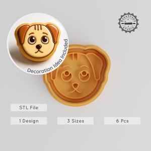 Stress Relief Animal Cookie Cutter & Stamp Set, Dog Emoji, Fondant Mold, S/M/L Sizes PRODUCT_872