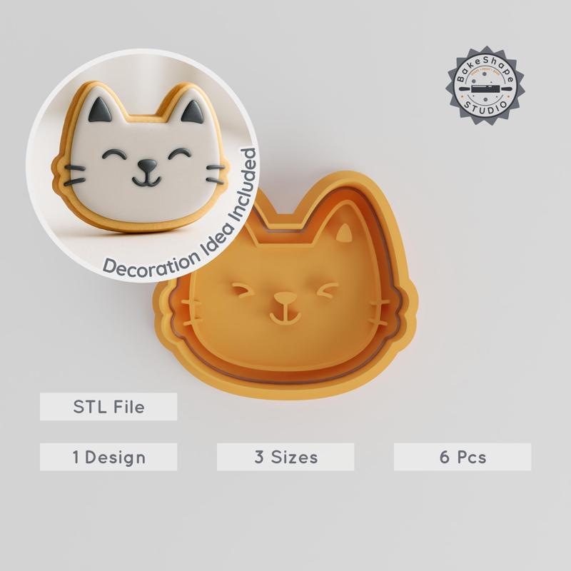 Happy Cookie Cutter & Stamp Set, 3 Sizes, Joyful Baking Tool, Blissful & Merry Face Design PRODUCT_834