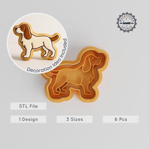 English Springer Cookie Cutter & Stamp, Dog Breed Baking Tools, Pet Spaniel Fondant Decor, 6-Piece Set in S, M, L Sizes PRODUCT_304
