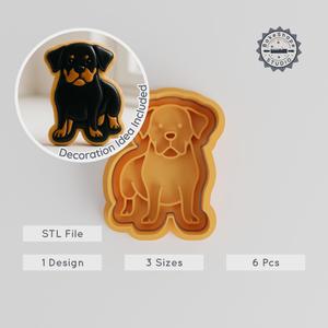 Rottweiler Cookie Cutter & Stamp Set, 6 Pieces, Guard Dog Design, Perfect for Fondant & Cookies, Sizes S/M/L PRODUCT_307